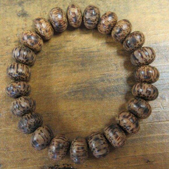 MERRISOTA JEWELRY Coconut Palm Tree Wood Stretch Bracelet Womens Size 6 3/4" NEW - Picture 2 of 6